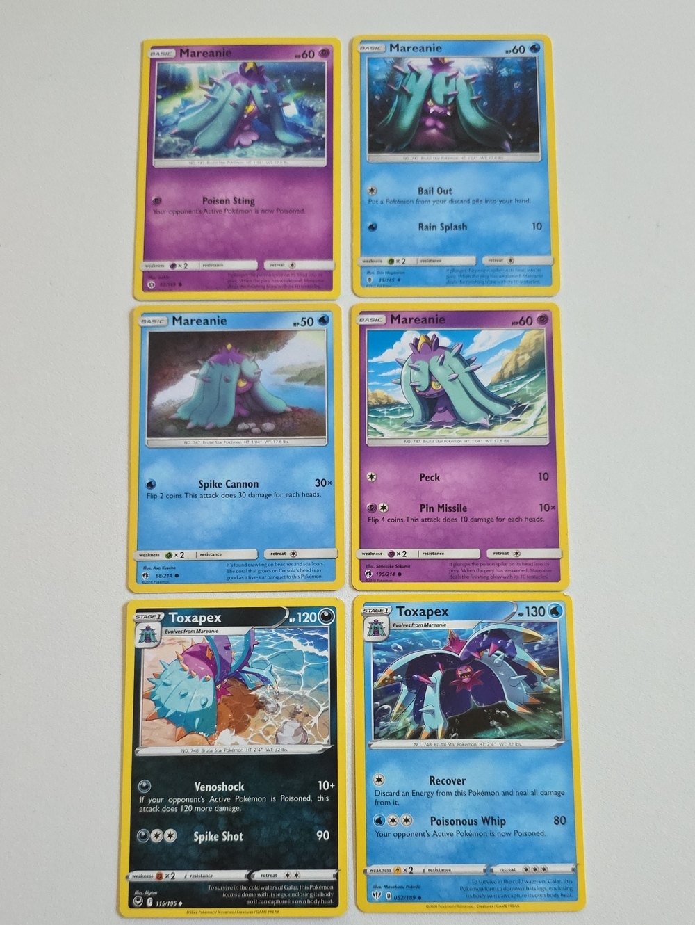 Pokemon Mareanie And Toxapex Trading Cards